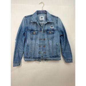 Old Navy Light Wash Distressed Denim Jean Jacket Women's Size‎ S